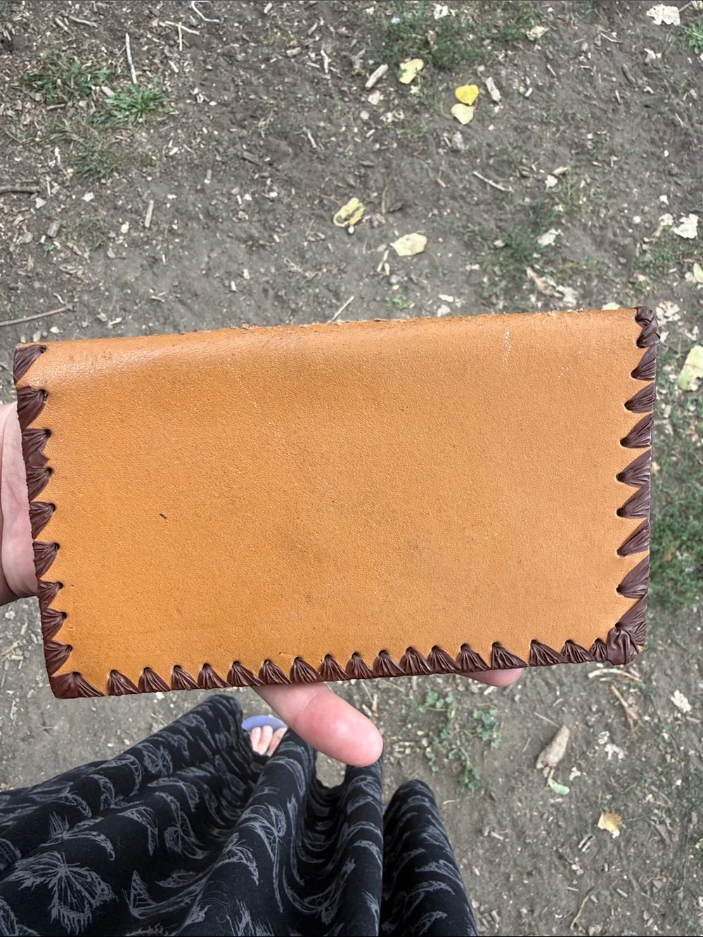 Vintage stamped leather wallet unisex